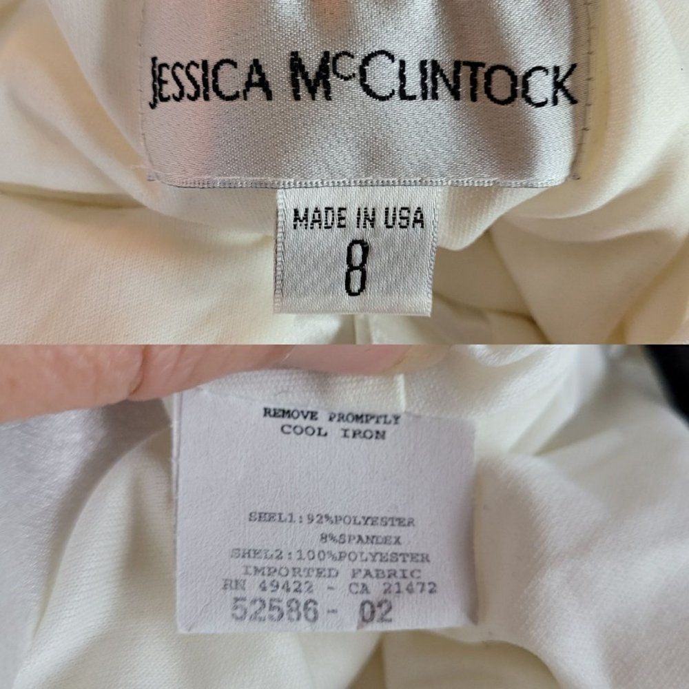 Vtg 80s Jessica McClintock Wedding Dress Gown Sz 8 Ivory Bodycon Fishtail Halter - Picture 4 of 16